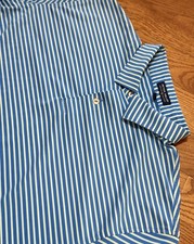 Peter Millar Polo Shirt XL Striped Blue Crown Crafted Summertime Performance