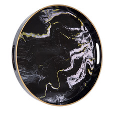 Large Decorative Round Serving Trays Modern Platter with Handles  33cm