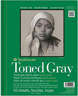 Strathmore 400 Series Sketch Pad, Toned Gray, 5.5x8.5 5.5x8.5, Gray 