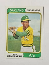 Bert Campaneris 1974 Topps #155 Oakland A's Near Mint or better Card is scanned