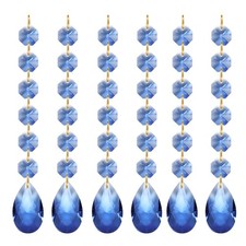 Teardrop Crystal Chandelier, 6 Pack 160mm Length Prisms Part Light Blue