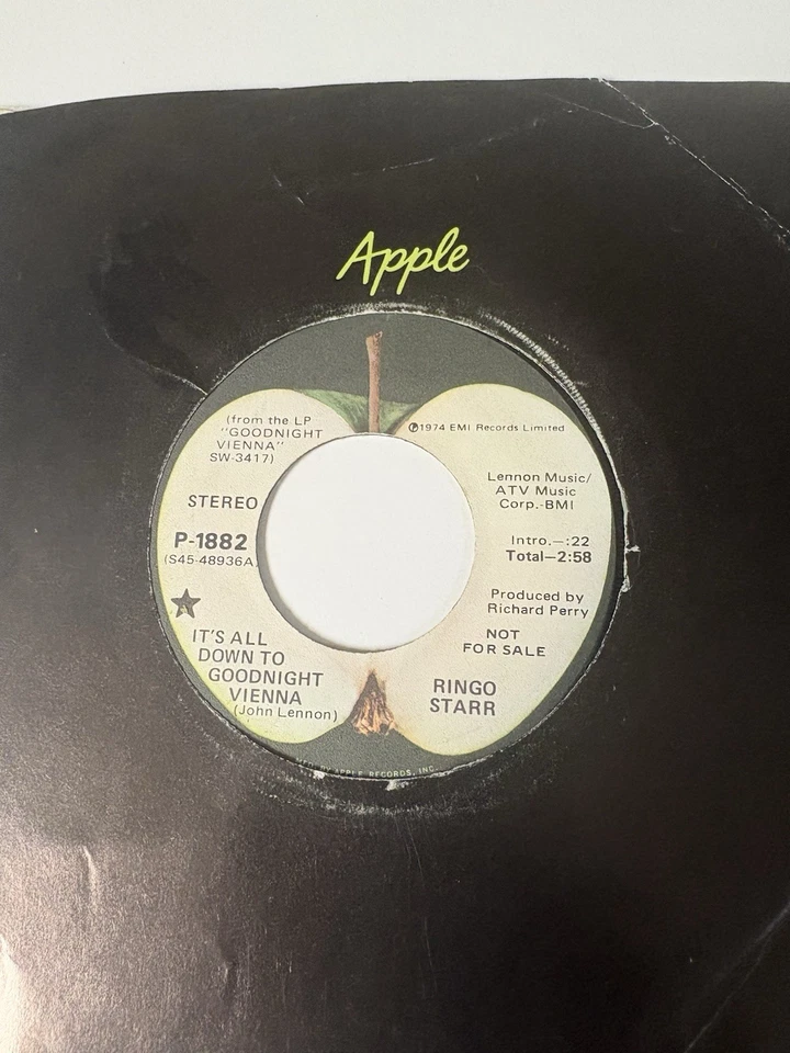 Ringo Starr 45 It’s All Down To Good Night Vienna  PROMO - Image 2 of 2