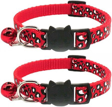 Reflective 2 Pack Breakaway Cat Collars with Bell Leopard Pattern Cute Kitty Adj