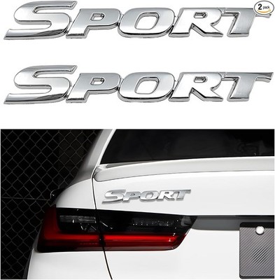 2 PCS 3D Sport Sticker for Car, Automotive Sport Edition Emblem Decals Silver