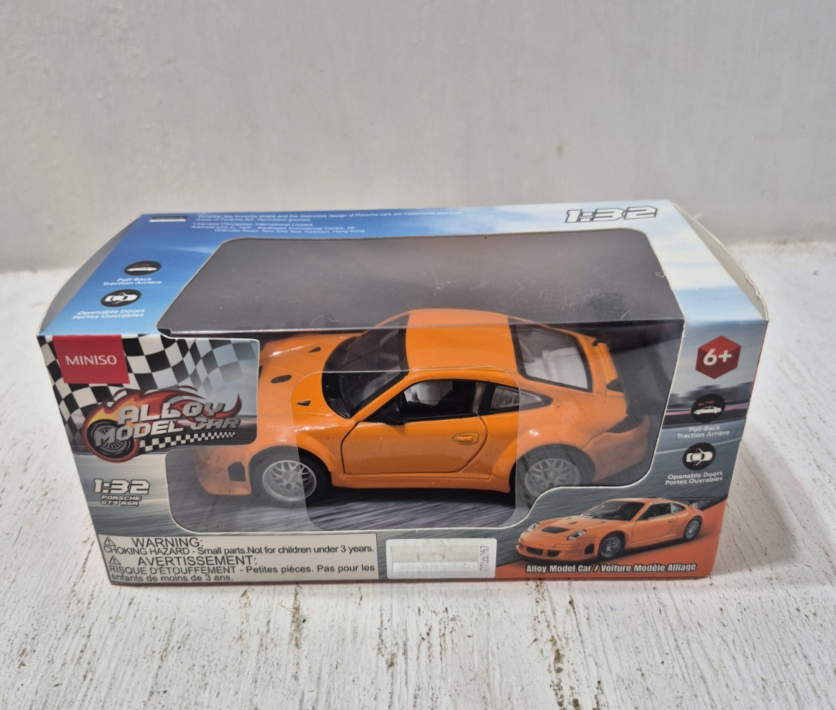 Miniso Porsche GT3 RSR Orange Diecast Alloy Model Car 1/32 1:32