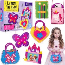 First Sewing Kit for Kids Beginners Arts Crafts for Girls Ages 4 5 6 7 8 Lear...