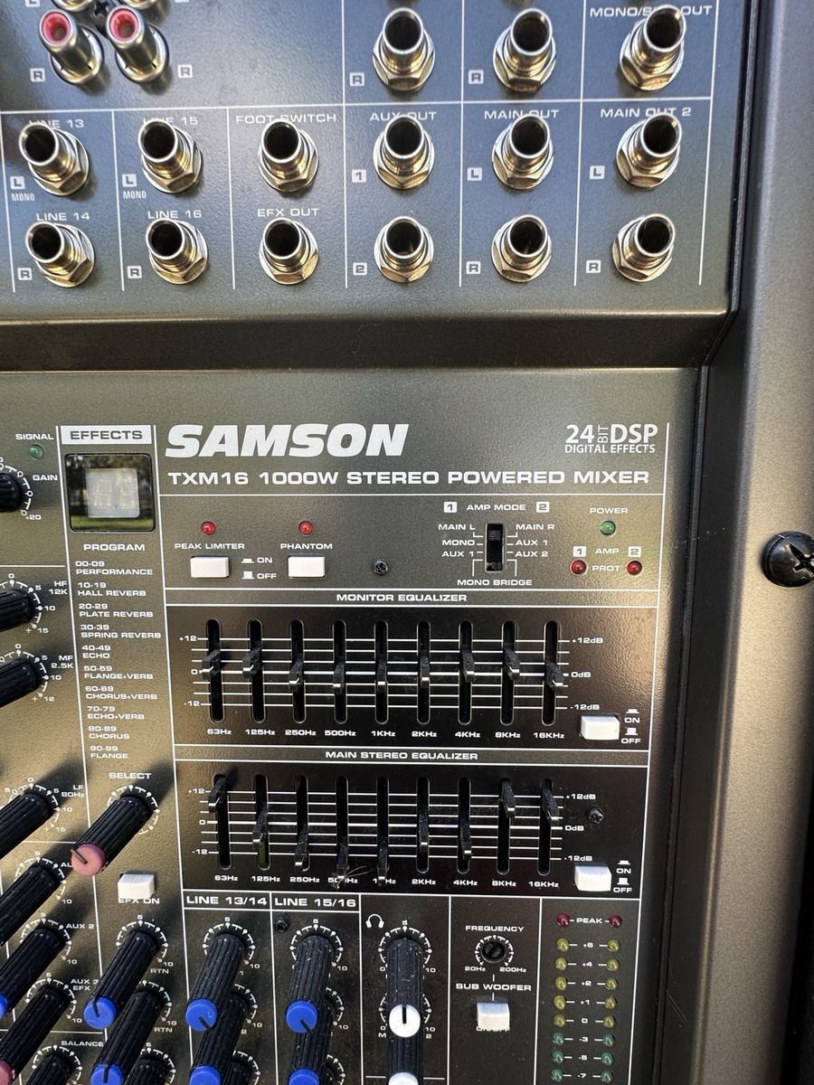 Samson TXM16 1000W 16-Channel Powered Mixer, 24 Bit DSP, EQ, XLR
