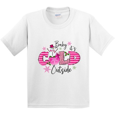 Inktastic Baby It's Cold Outside Youth T-Shirt Snowman Winter Pink Snow Tee Kids