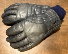 Vintage Hotfingers Blue Leather Winter Ski Gloves Ladies M
