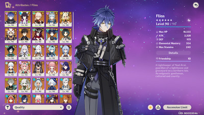 Genshin Impact ( AS ) ar 60 43 limited characters + luna team flins columbina