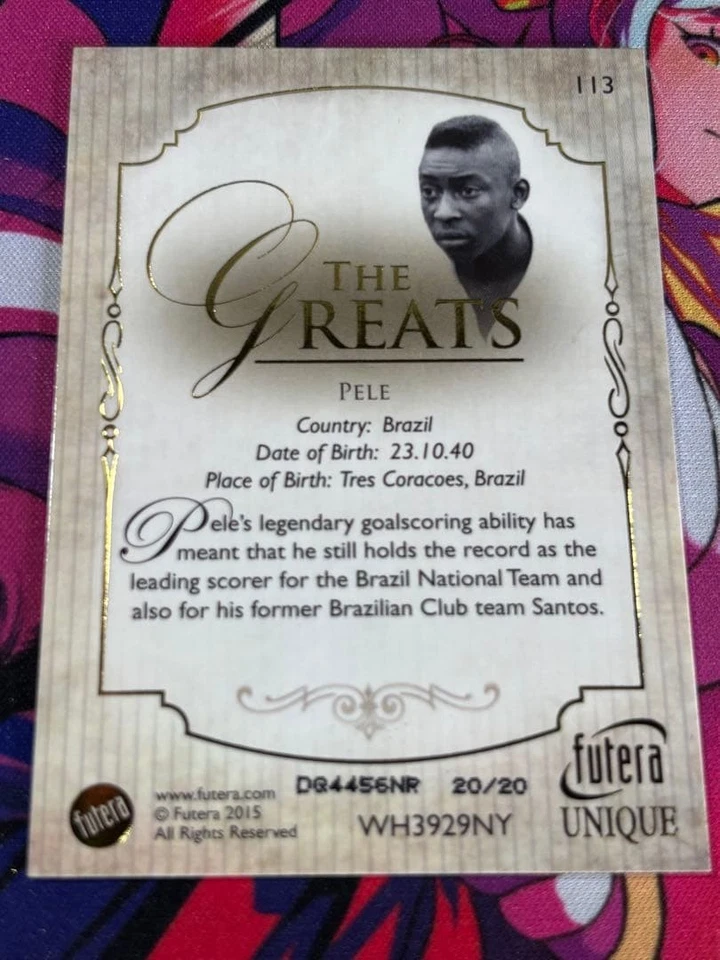 2015 FUTERA Pele GREATS Soccer Card /20 - Image 2 of 2
