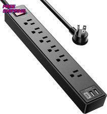 6Ft Power Strip Surge Protector Yintar Extension Cord w 6 AC Outlets 3 USB Ports