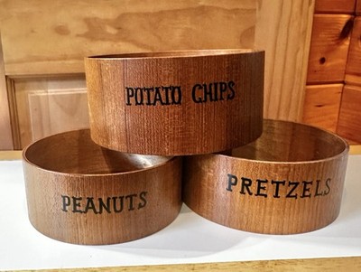MCM Viking Nesting Wood Snack Bowls Potato Chips Pretzels Nuts Retro (3) Japan