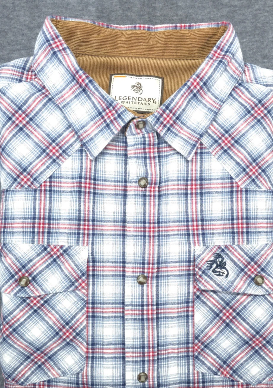 Legendary Whitetails Mens 2XT Plaid Flannel Shirt 100% Cotton w/Corduroy Collar