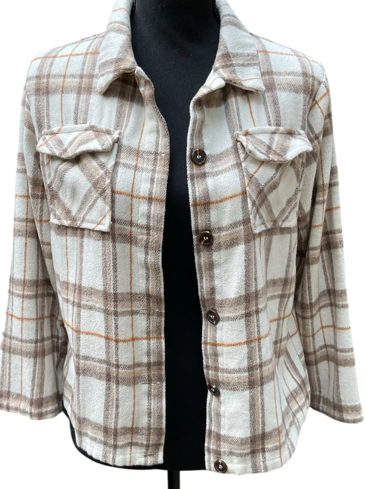 Hayden Girls Plaid Fall Shacket /Jacket XL Button Front Long Sleeve - Image 4 of 4