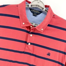 Brooks Brothers Polo Shirt Mens XXL Red Navy Striped Slim Fit Cotton Luxury