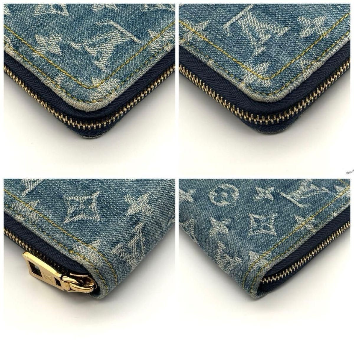 Louis Vuitton Denim Zippy Wallet Long Wallet Blue LV Remix M82958