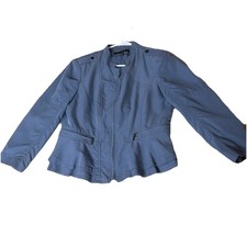 White House Black Market Jacket Size 10 Blue Zip Sleeves Pockets