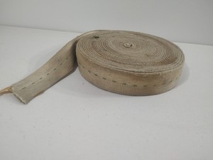 2" Military Surplus Webbing Strap 35 Ft Poly Or Nylon White W / Green Thread