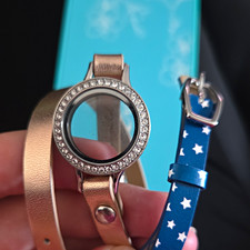 Origami Owl Rose Gold Wrap W/ Silver Med Lock...