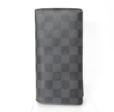 Authentic LOUIS VUITTON Damier Graphite Portefeuille Brazza Long Wallet F 53585
