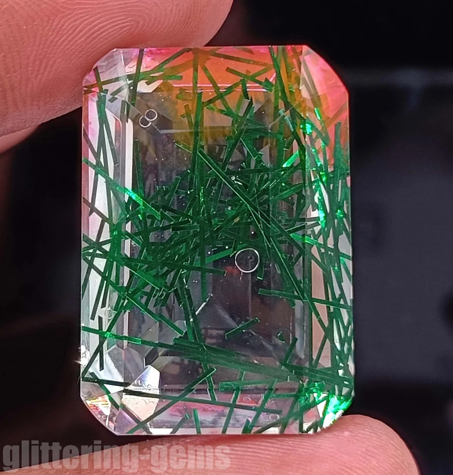 Natural Bi-Color Rutilated Quartz 72.35 Ct Emerald Cut IGL Certified Gems 5ADX - Image 2 of 4