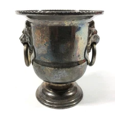 VINTAGE VINERS SILVER PLATE LION HEAD URN CONDIMENT POT 3 INCH