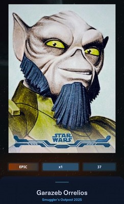 Topps Star Wars Trader Zeb Orrelios Stellar art base blue chrome foil epic 250cc