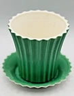 VTG Anchor Hocking Planter Green Fired Glass Fired Rare Drip Plate MCM  Vitrock