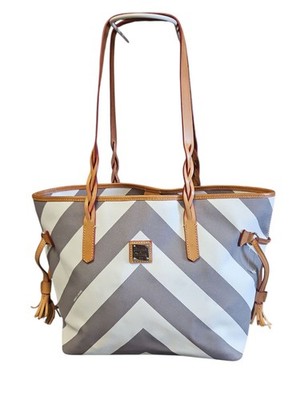 Dooney and Bourke Chevron grey and White Tote Bag