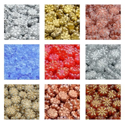 Rutkovsky 111-01217 Flat Flower Pressed Beads Czech Glass 12mm Size 10 Pieces