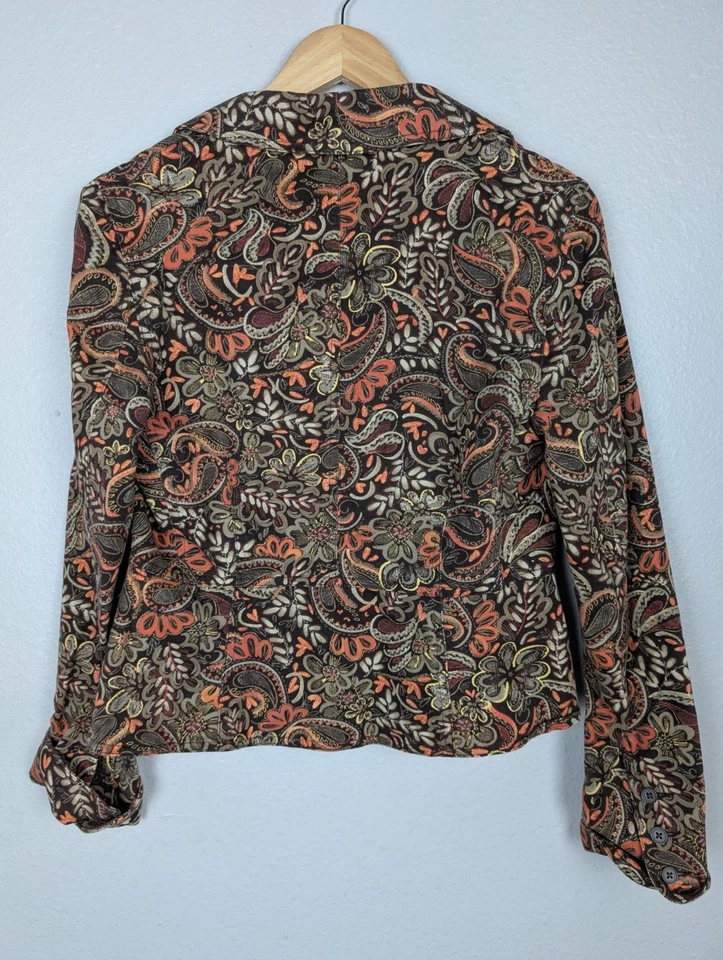 Blazer Ann Taylor LOFT 8 Marrón Cachemira Algodón Botón Frontal Recortado Otoño Mb Foto 4 de 4