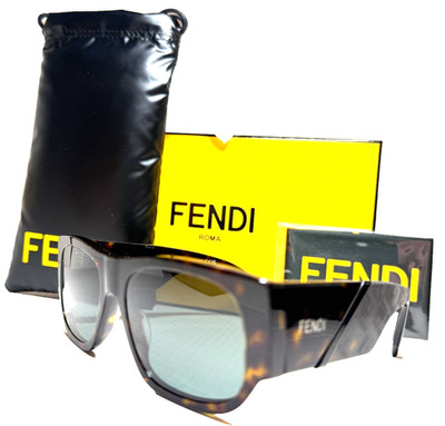 FENDI DIAGONAL FE40156I 52N HAVANA W/GREEN SMOKE LENS AUTHENTIC SUNGLASSES 54-17