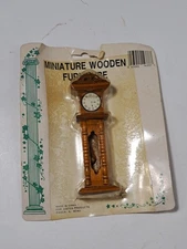 Miniature Wooden Doll House Furnature Grandfather Clock Justen Prod.