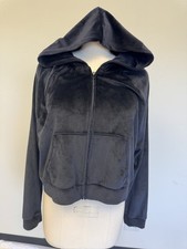 Victoria  s Secret Velour Hoodie Black Jacket Sz Large L