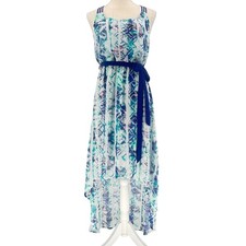 Princess Vera Wang Juniors Teal Blue Ikat High-Low Maxi Dress Small Strappy Back