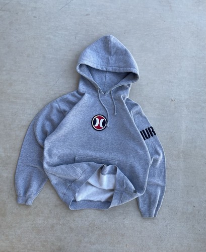 Y2K Vintage Hurley Gray Hoodie Pullover Boxy Fit Skater Style Cyber 2000s Era - Picture 2 of 11