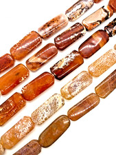 Fire Agate Long Head Drilled Curved Rectangle Approx. 40x16mm 10 pcs.