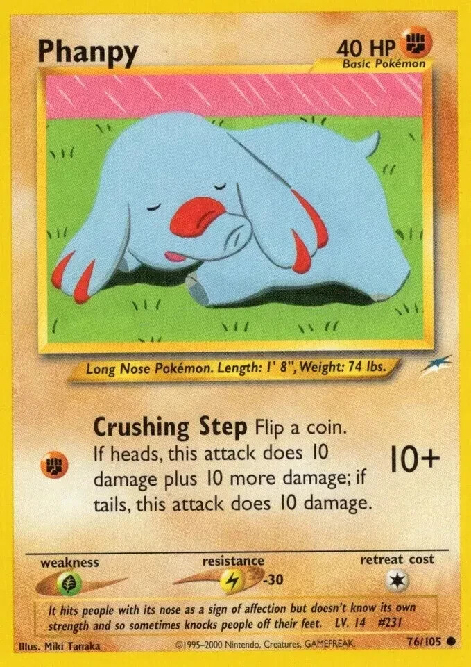 Phanpy 76/105 Neo Destiny Moderate Play Pokemon DNA GAMES