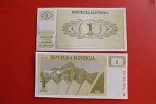*Slowenien 2 x 1 Tolarjev Banknote 1992 * (Ordn 2)