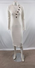 NWT All in Favor Women's Ivory Rib Long Sleeve Sweater Dress Size S #OS325