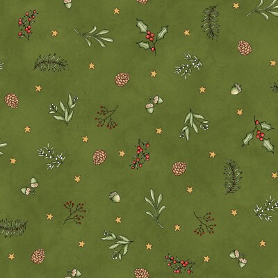 Maywood Homemade Holidays by Kris Lammers 10555 G Green Tiny Greens Cotton