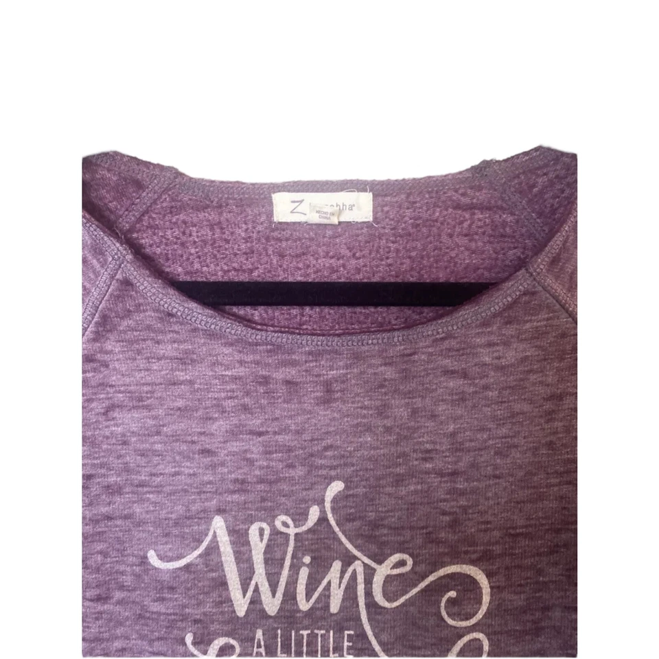 Sudadera Pullover Z by Zobha Raglán/Manga Larga Bolsillo Talla Mediana Vino Risa Foto 3 de 4