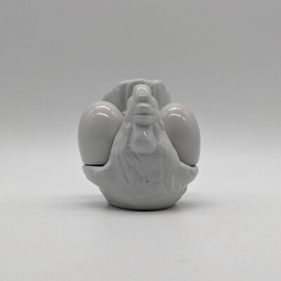 Vintage CHICKEN-N-EGGS SALT, PEPPER & NAPKIN HOLDER centerpiece, rooster chicks