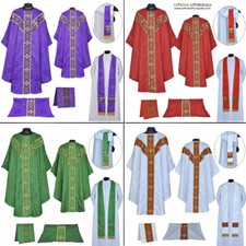 Set of 4 PURPLE, GREEN, RED WHITE Gothic Chasuble Mass Set, Gothic Vestment