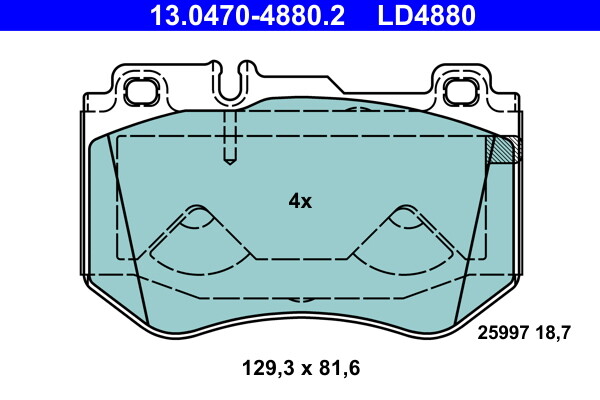 ATE 13.0470-4880.2 Brake Pad Set, disc brake for MERCEDES-BENZ