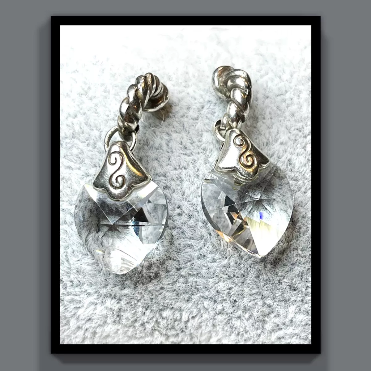 Brighton clear crystal dangling heart stud earrings eBay