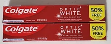 SET OF 2 Colgate Optic White Stain Fighter Clean Mint Enamel Safe 3.0oz
