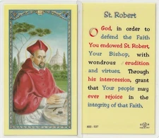 *Holy Card-(Laminated)-"St. Robert" *Prayer-Oh God, In Order To Defend- {L33}