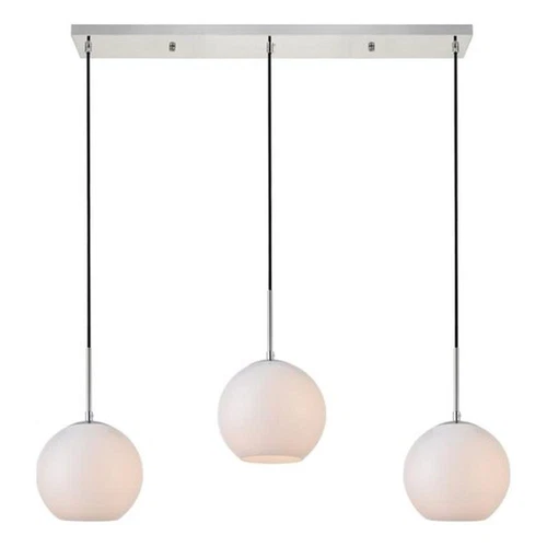Living District Baxter 3-Light Metal & Glass Pendant in Chrome/Frosted White - Picture 3 of 6